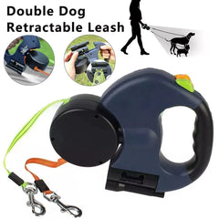 TangleFree™ Dual Retractable Dog Leash – 360° Swivel with LED Flashlight