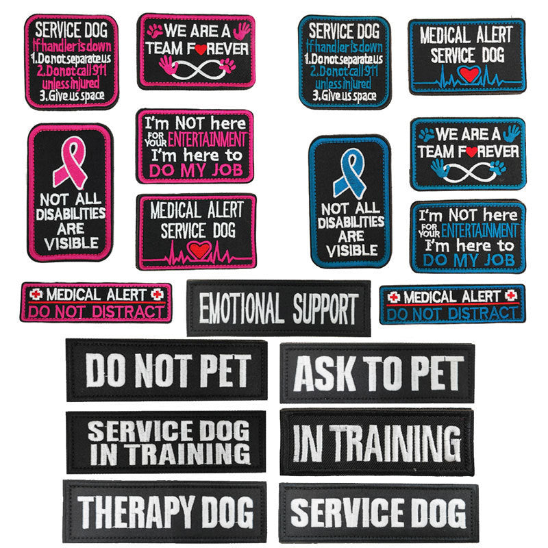 Embroidered dog patches with hook backing