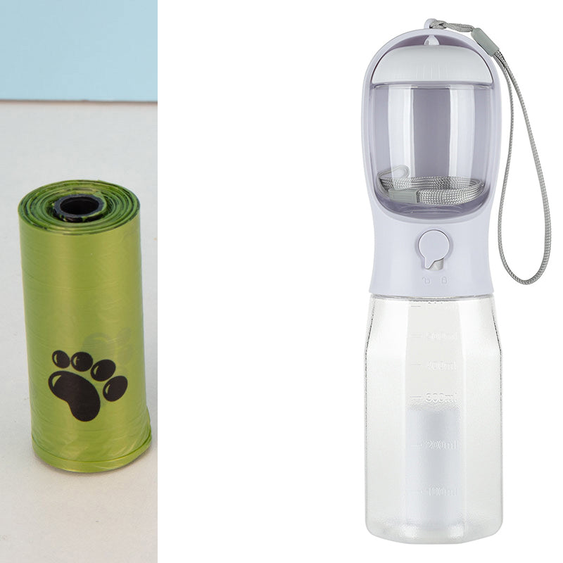 Voyager Pro dog water bottle with built-in poop bag holder