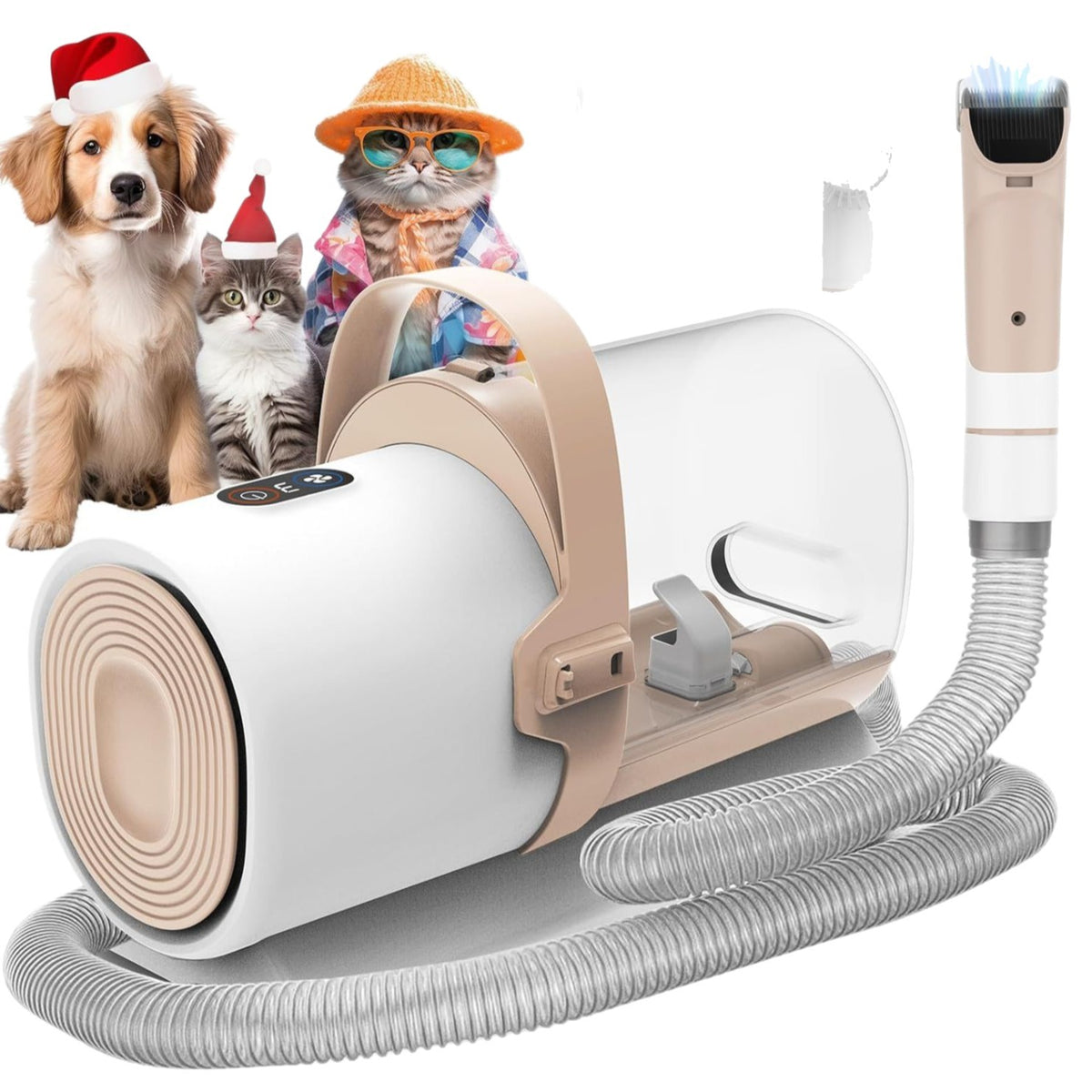 Pet hair grooming vacuum kit attachments