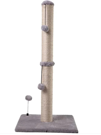 ClawSpire sisal cat scratching post tower with hanging ball toy