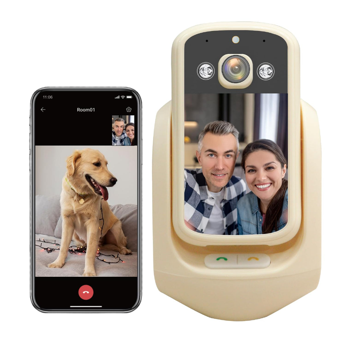 Interactive pet camera with screen, second view