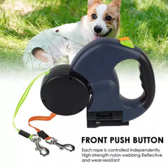 TangleFree™ Dual Retractable Dog Leash – 360° Swivel with LED Flashlight