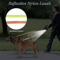 TangleFree™ Dual Retractable Dog Leash – 360° Swivel with LED Flashlight