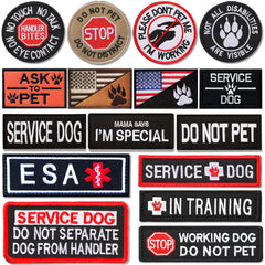 PupTags™ 16-Piece Service Dog Patch Set – Removable Velcro Harness & Leash Patches