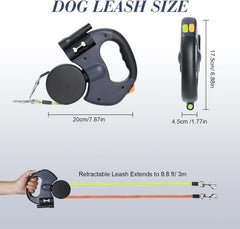 TangleFree™ Dual Retractable Dog Leash – 360° Swivel with LED Flashlight