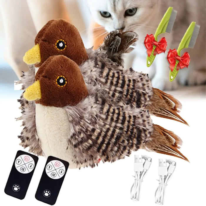 FeatherFun™ Flapping Bird Cat Toy – Realistic Chirping & Flying Motion (2-Pack)