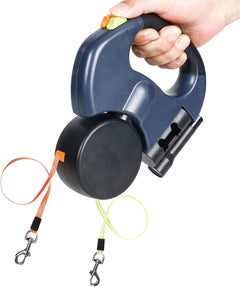 TangleFree™ Dual Retractable Dog Leash – 360° Swivel with LED Flashlight