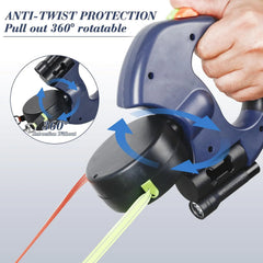 TangleFree™ Dual Retractable Dog Leash – 360° Swivel with LED Flashlight