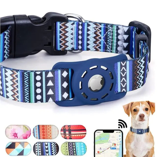 StyleTrack AirTag dog collar, printed pattern
