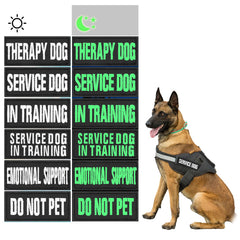 Glow Service Dog Patches 6-pack – glow-in-the-dark hook-back dog vest patches