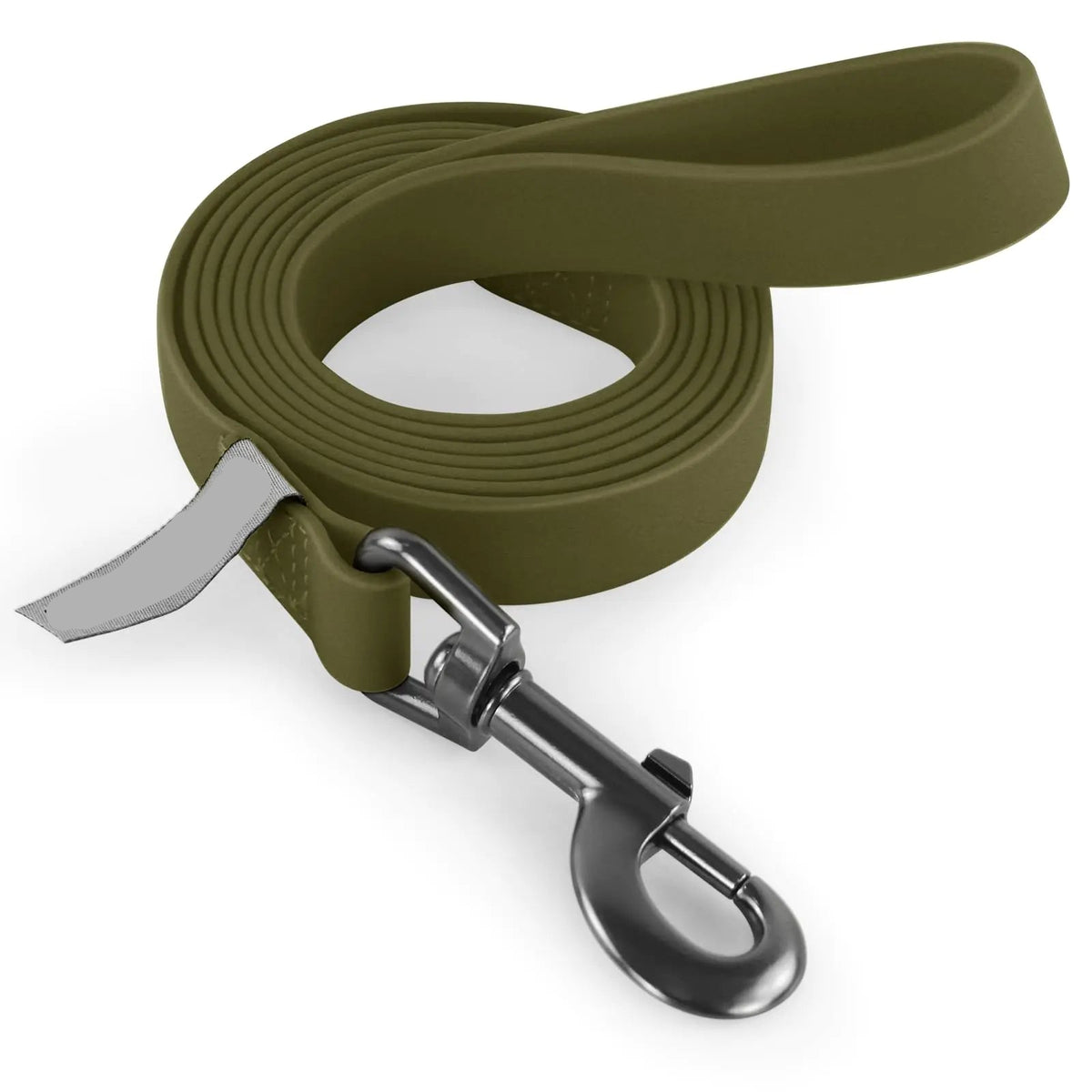 Waterproof dog training leash, army green, with swivel clip